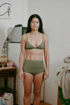 BASERANGE Mississippi bra narrow series collection bamboo fiber bamboo cotton soft underwear France BAS-BRMI-BL-WI22-MOLV dark green